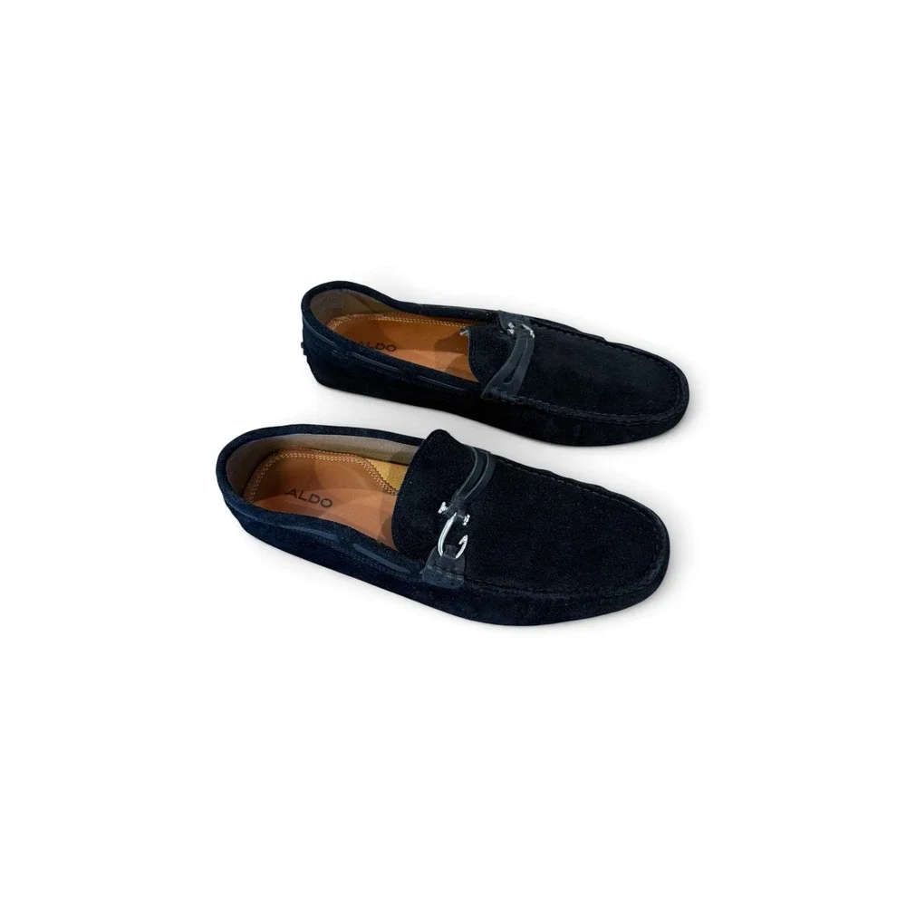 Aldo Mens Black Suede Driving Loafers Bit Strap Slip On Shoes